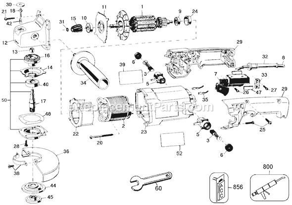 Page A Diagram and Parts List for Q510 Type 1 Black and Decker Angle Grinder